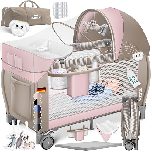 Cunas rosas 15 KIDIZ® Cuna de bebé 3 en 1 Cama de Viaje, Combi Set, Cama de bebé...