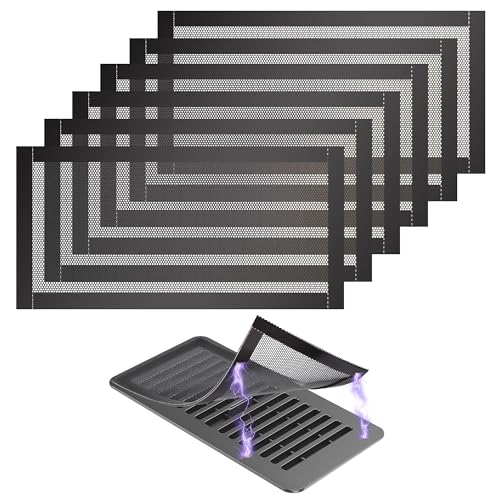6 Pack Strong Magnetic Floor Vent Cover - PVC Mesh Register for Wall Ceiling Floor Catch Debris Hair Insect (Black 4 x 8 Inch)