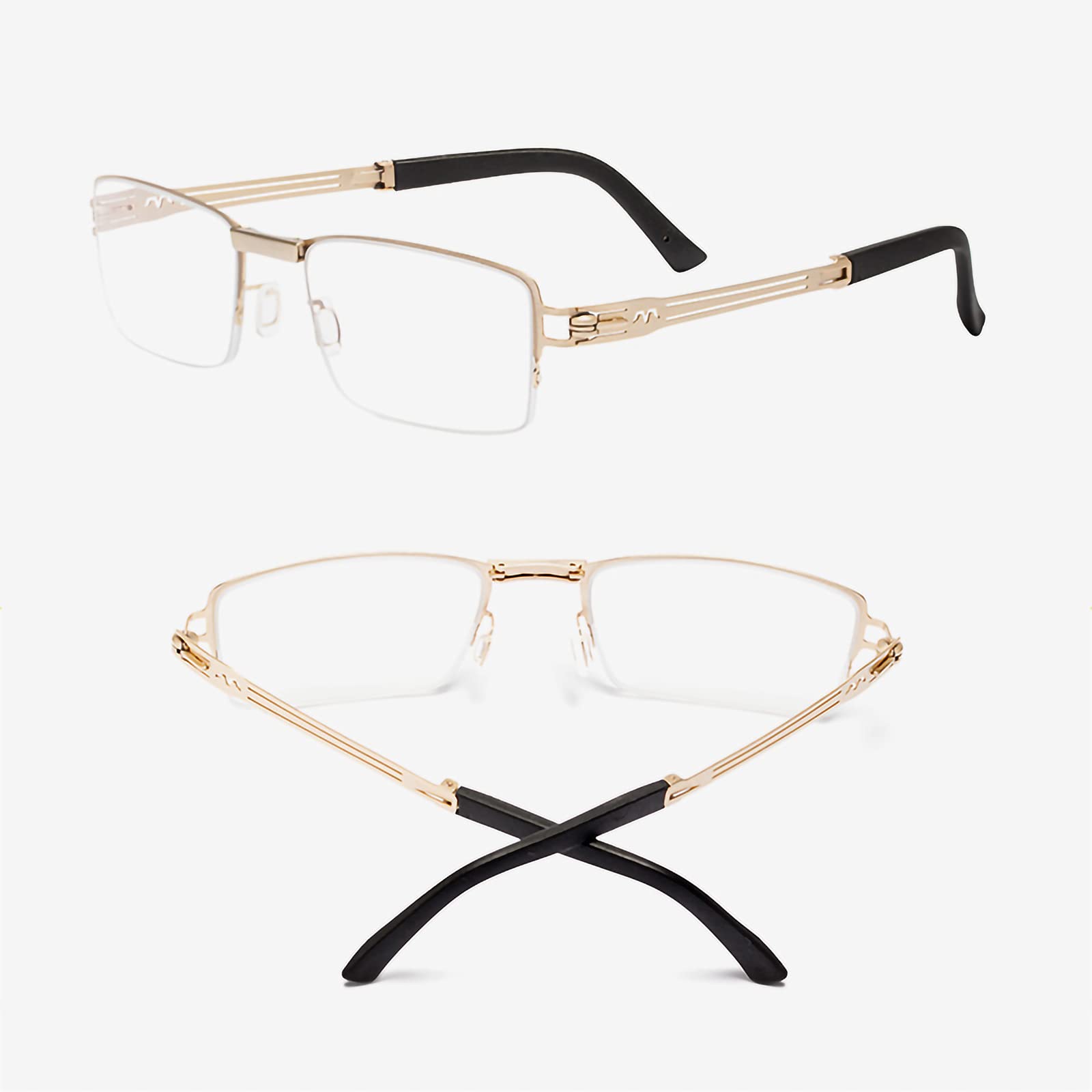 Progressive multifokale Lesebrille, faltbar, Blaulichtblockierende Computerbrille, tragbare, leichte Übergangs-Lesebrille, Gold, +1,00 (Gold 2,5)
