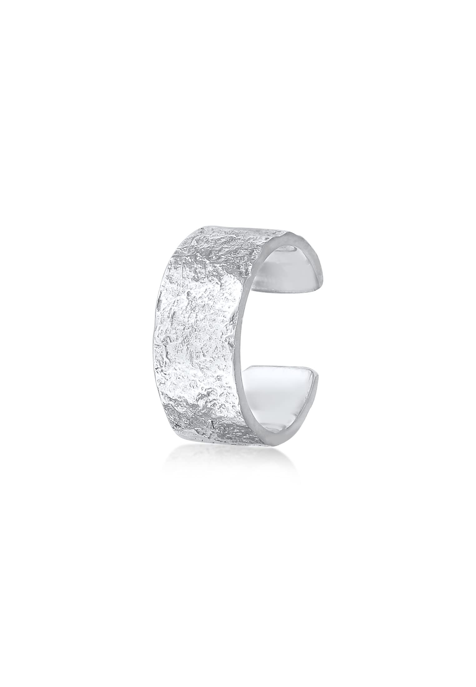 Elli Earrings Ladies Earcuff Wide Hammered in 925 Sterling Silver