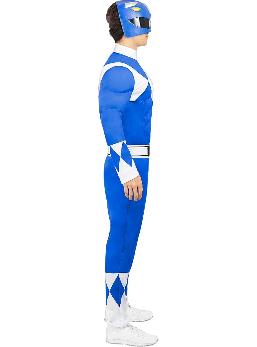 Funidelia Power Ranger Kostüm blau für Herren, Offizielle Lizenz, Größe XL Film und Serien, Superhelden - Verkleidung für Erwachsene für Partys, Karneval und Halloween