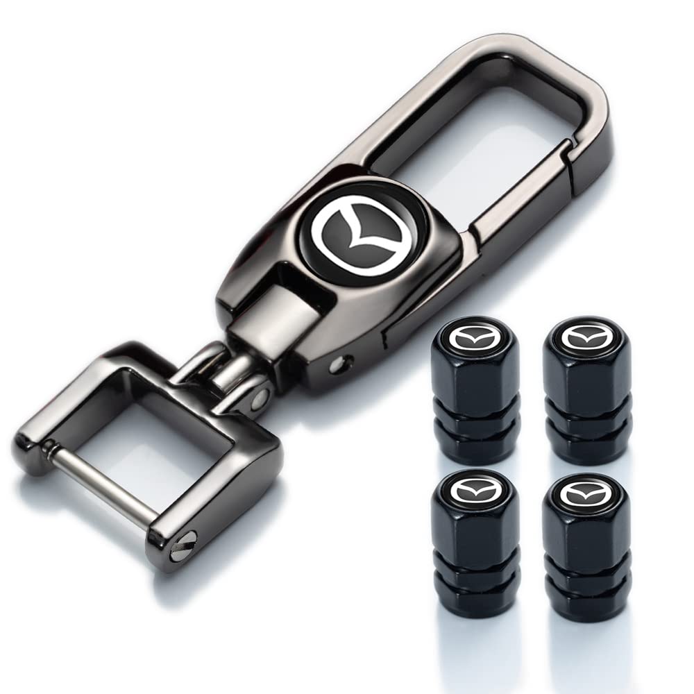 Metal Car Wheel Tire Valve Stem Caps with Keychain Suitable for Mazda Cx7 Cx5 Cx9 Cx-5 Cx3 Mx-5 Protege Valet Rotary Rx8 Series with Car Logo Keychains car Accessories