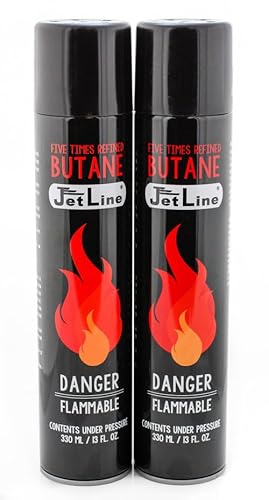 Jetline 5X Refined Premium Butane 330ml / 13 fl.oz Can - High Performance, High Altitude, Stronger Flame - Lighers, Accessories, Cigar, Smoking (2)