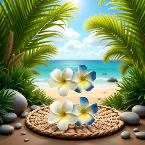 4PCS 7cm Clips de Pelo Hawaianos con Flores de Espuma miniatura 3