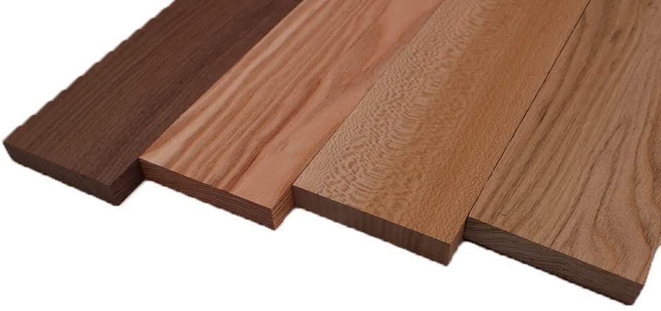 Barrington Hardwoods Domestic Exotic Variety Pack - Walnut, Coffee Nut, Quarter Sawn Sycamore, Butternut - 3/4" x 4" (4 Pcs) (3/4" x 4" x 18")