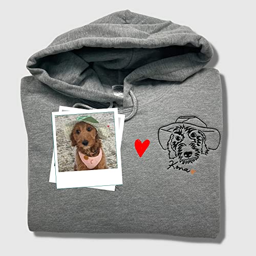 Personalized Custom Dog Portrait Embroidered Sweatshirt,Personalized Dog Photo Embroidered Hoodie,Custom Photo Embroidery Sweatshirt Hoodie Multi #TOP1
