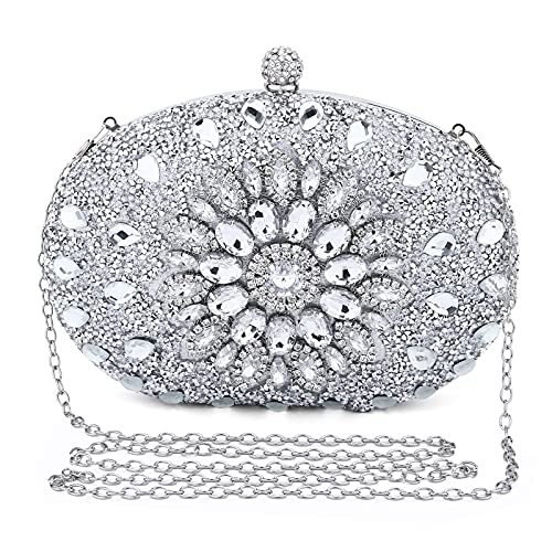 UBORSE Clutch Bag Women Shoulder Bag Small Crystal Bag Elegant Rhinestone Clutch Evening Purse for Wedding Cocktail Party
