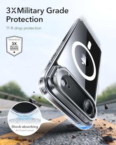 Image of ESR for iPhone Air Case with Stash Stand, Camera Control Cover Compatible with MagSafe, Military-Grade Drop Protection Magnetic Phone Case for iPhone 17 Air, Scratch-Resistant Back Cover,Clear