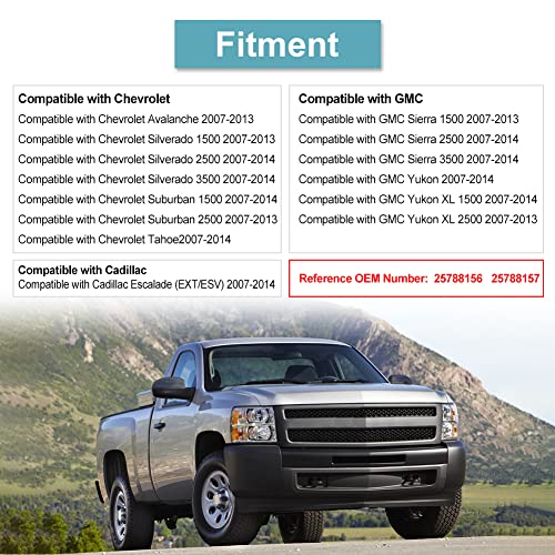 JDMON Compatible with Door Rearview Mirror Half Cover Cap GMC Sierra 1500 Chevy Silverado Avalanche Tahoe Suburban Yukon Cadillac Escalade 2007-2013 Replace 25788156 25788157(Carbon Fiber Style)