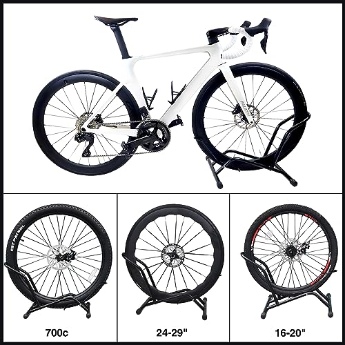 MEGHNA Fahrradständer Professional Boden Freistehender Ständer Verstellbarer Fahrradparkständer für alle Fahrräder 16''-29'' Mountainbike Rennrad MTB Schwarz