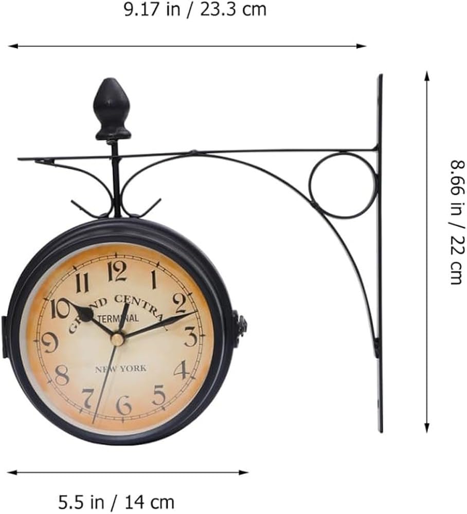 Orologio da Esterno a Doppia Faccia, Orologio Vintage,Tromba Nera