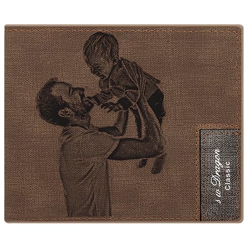 Personalized Photo Wallet For Men - Custom Leather Wallet Gift (Light Brown)