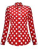 ERZTIAY Women's Tops Feminine Long Sleeve Polka Dotted Button Down Casual Dress Blouses Shirts