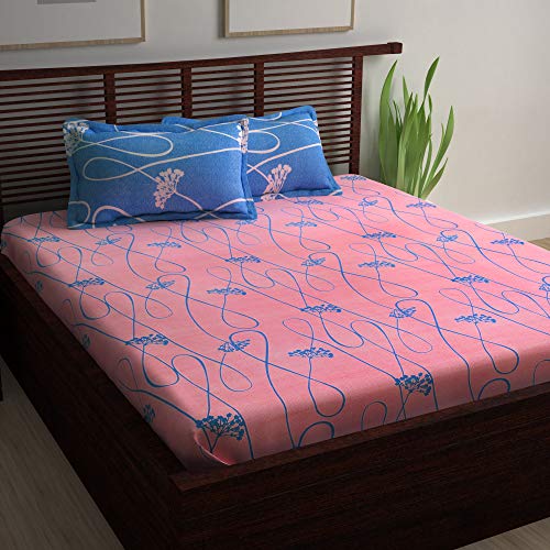 Image of Story@Home120 TC 100% Cotton Candy Collection 1 Bedsheet for Double Bedand 2 Pillow Cover - Blue