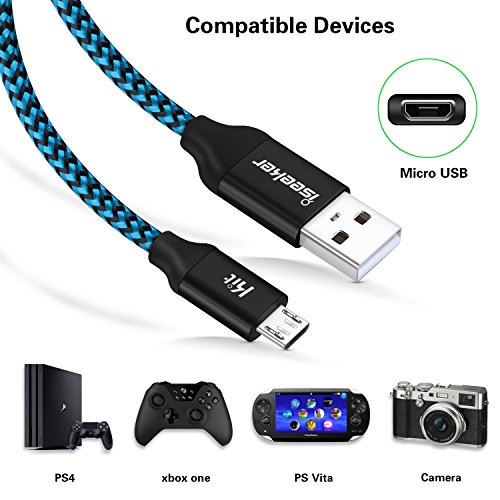 Micro Usb Charger Cable, [15 Ft] Durable Extra Long Usb 2.0 Charge Cord Compatible For Android/Windows/Smartphones/Samsung/Htc/Motorola/Nokia/Lg/Tablet And More(Blue) #TOP2