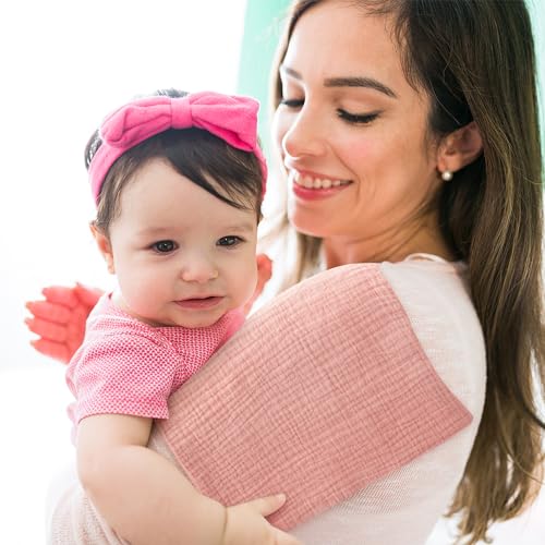 Image of Zainpe Muslin Baby Hooded Towel & Washcloth Set Soft Absorbent Bath Towel Blanket with Cute Bear Ears Cotton Towels Infant Shower Gifts for Newborn Essential Toddler Boys Girls 31.5 x 31.5 in