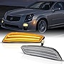 POPMOTORZ 2003-2007 Cadillac CTS & CTS V Front Bumper Side Marker Lights, Led Amber Fender Side Signal Marker Lights Assembly, Replace OEM Part# ‎15930692 15930691 GM2551189 GM2550189 - Clear Lens