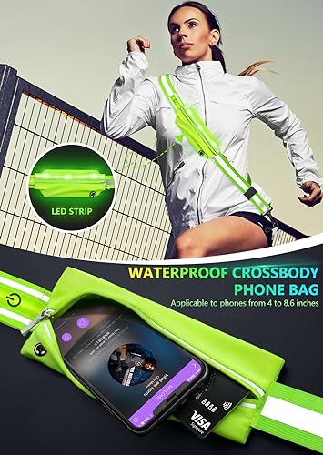 Fokia Kunbio LED Reflektierende Gürtelschärpe für Spaziergänge in der Nacht, Nachtlaufen, Sicherheitsausrüstung, hohe Sichtbarkeit, LED-Licht, Laufgürtel für Läufer, Walker, Herren, Damen (grün)