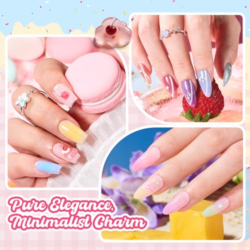 Image of Beetles Jelly Gel Nail Polish Set - Spring Pudding 20 Colors Pastel Gel Polish Kit Jelly Pink Purple Red Blue Green Glitter Silver Cat Eye Base Glossy Matte Top Coat Home Salon Summer Gifts for Women