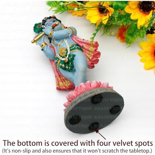 Image of Lord Krishna Idol for Home Decor, Krishna Murti Statue for Temple & Puja Room, Hindu God Figurine, Handcrafted Religious Showpiece, Spiritual Gift for Home, 16 cm
