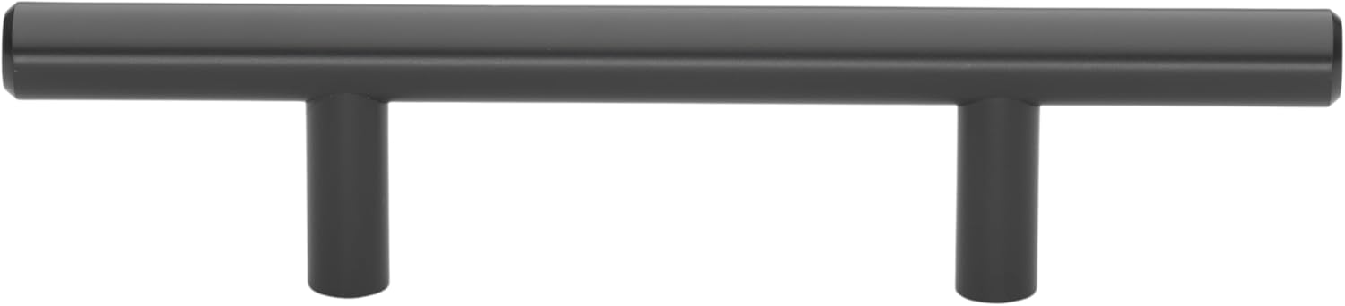 GlideRite Hardware 3 Center, 6 Long Solid Handle Bar Pulls, Matte Black, 5000-76