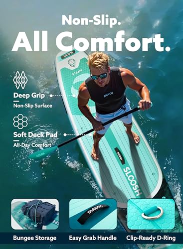 Image of SLOOSH Inflatable Stand Up Paddle Board for Adult, Inflatable Paddle Boards with Premium Accessories, Non-Slip EVA Deck, Ultra-Light Carry Bag Pump, Blow Up SUP for All Skill Levels