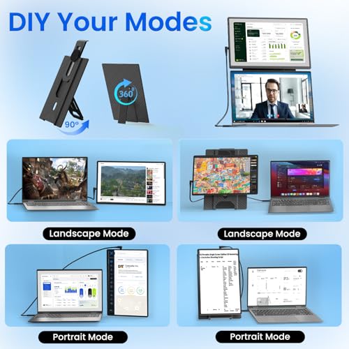 Image of Portable Monitor for Laptop - Laptop Screen Extender HDMI USB C Travel External Display with Stand Gaming Monitor for PC MAC Switch Phone Computer Xbox PS4 /5 - D1