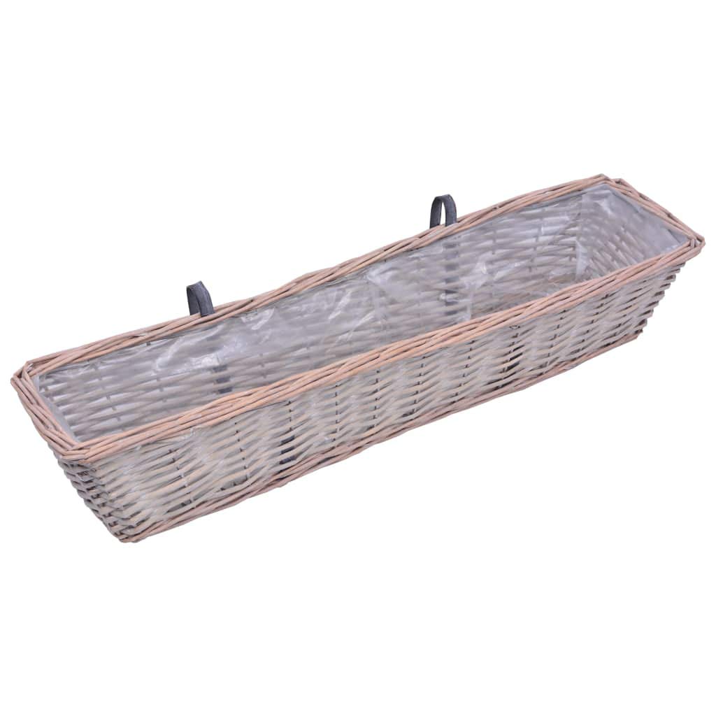 Tidyard 2 maceteros para balcón, jardineras, maceteros, maceteros de mimbre, con forro de polietileno, 80 cm