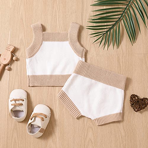 Baby Girl Clothes Knit Shorts Summer Outfit Infant Tees Tank Top Elastic Short Pants Newborn Girl Outfit Baby Clothes (White, 6-9 Months) #TOP5