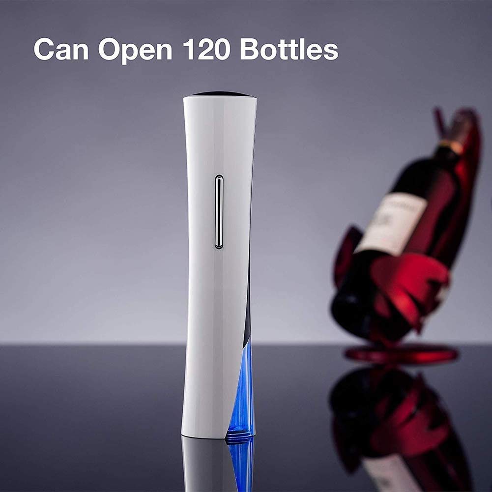Conjunto de Regalo de Vino, Incluye abrelatas de Botella de Vino eléctrico de Acero Inoxidable, Tapones de Botellas, Colada, Cortador de lámina