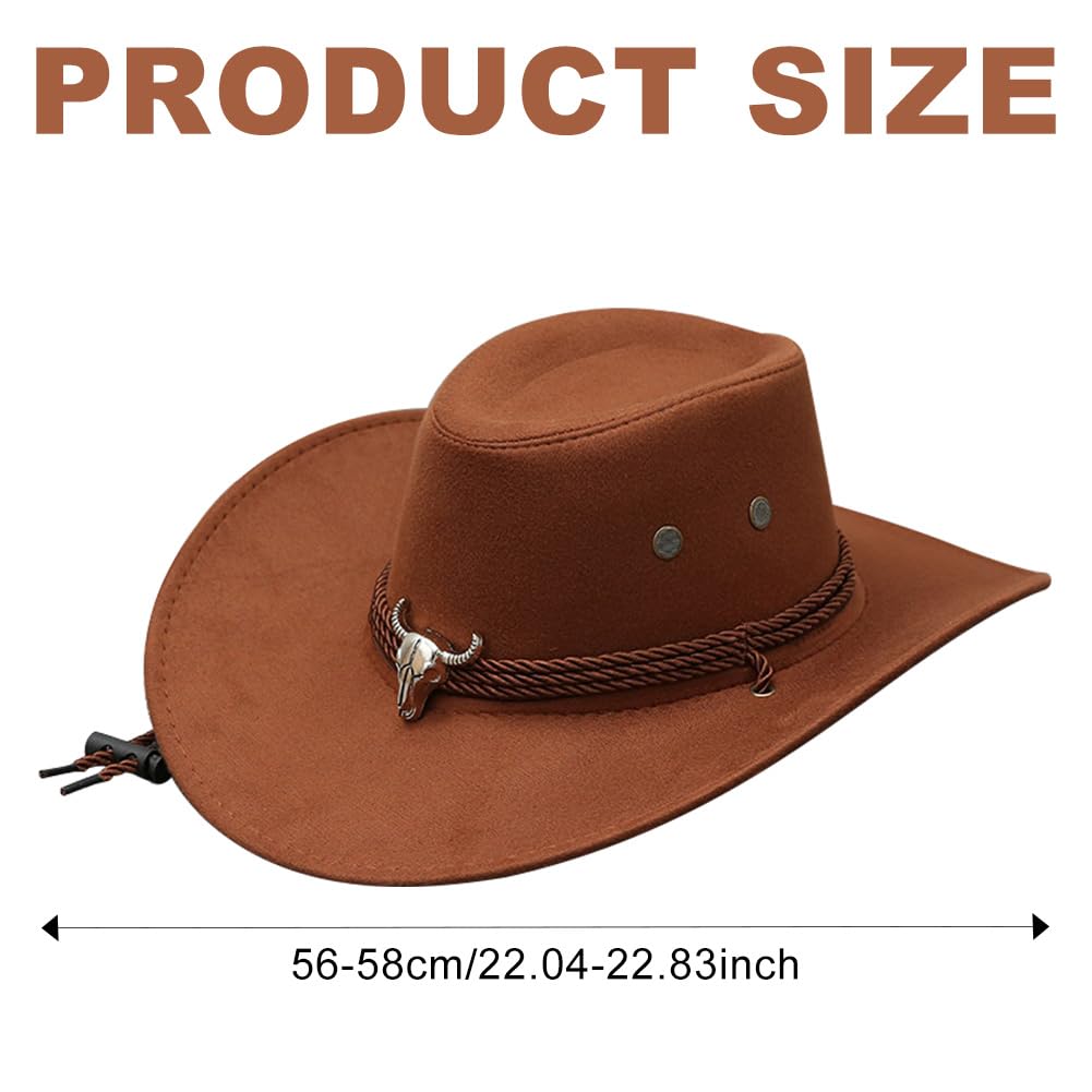 Chapeaux Cowboy Style Western pour Hommes,Chapeaux Fedora à Large Bord pour Femme,Costume de Cowgirl,Chapeau Western,Chapeaux de Soleil Chapeau d'équitation (FR/ES, Alpha/Lettres, M, Marron)