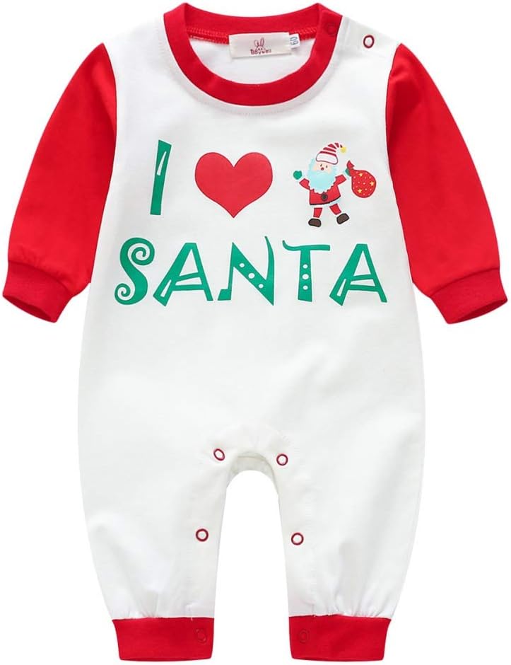 Shiningup Christmas Pajamas Sets Family Matching Sleepwear Nightwear Homewear Outfit 2 Pieces I Love Santa for Father Mother and Kids