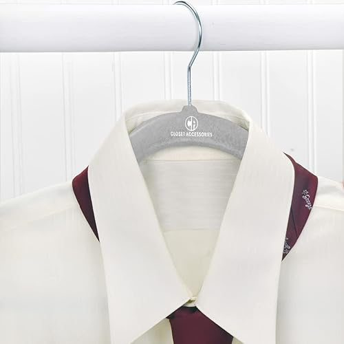 Miniatura 7 de Perchas de terciopelo, perchas resistentes y que ahorran espacio. Gris (carbón). Paquete de 50