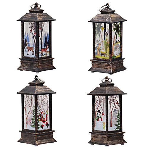 4 Velas farolillos LED estilo vintage navideño para decorar el árbol, la mesa, o el recibidor