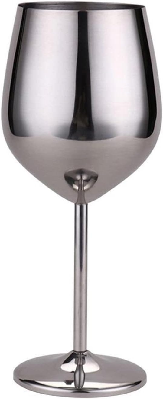 INLIMA Goblet Stainless Steel Wine Glass Single-layer Goblet Fall-resistant Cocktail Glass (Color : Silver)