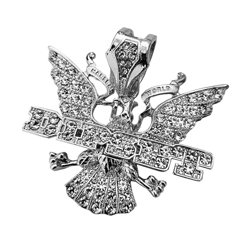 MAXBLING81 Iced Gold Silver Plated DIPSET EAGLE Hip Hop Rapper Style Jewelry Bling Charm Pendant for Party, Gift, Clubbing (SILVER)