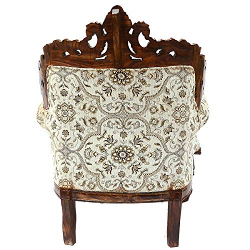 Image of Wooden 5 Seater Sofa Set, Solid Wood Sofa |3+1+1 with Traditional Carving Design Furniture for Living Room | Home | Bedroom | Office Seating