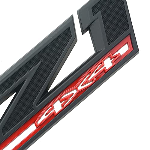 Image of 2PCS 2019-2022 Z71 4x4 Fender Emblem 3D Badge OEM Nameplate Letter Logo Decals Sticker Replacement for Silverado 1500 2500hd 3500HD Genuine Parts (Black Red)