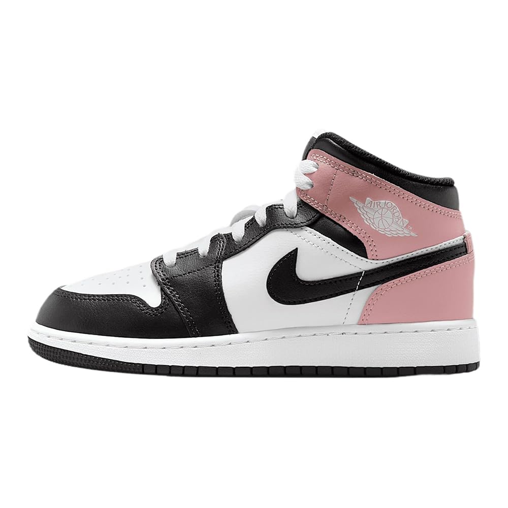Deportivas Air Jordan 1 Mid (GS) Starfish Blanco/Negro-Rosa Óxido para niños, talla 5 7