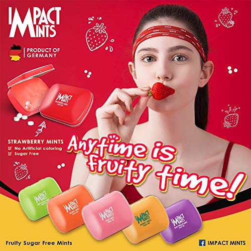 Image of Impact Products Sugar Free Mints Strawberry 14g - Pack of 12, 168 g