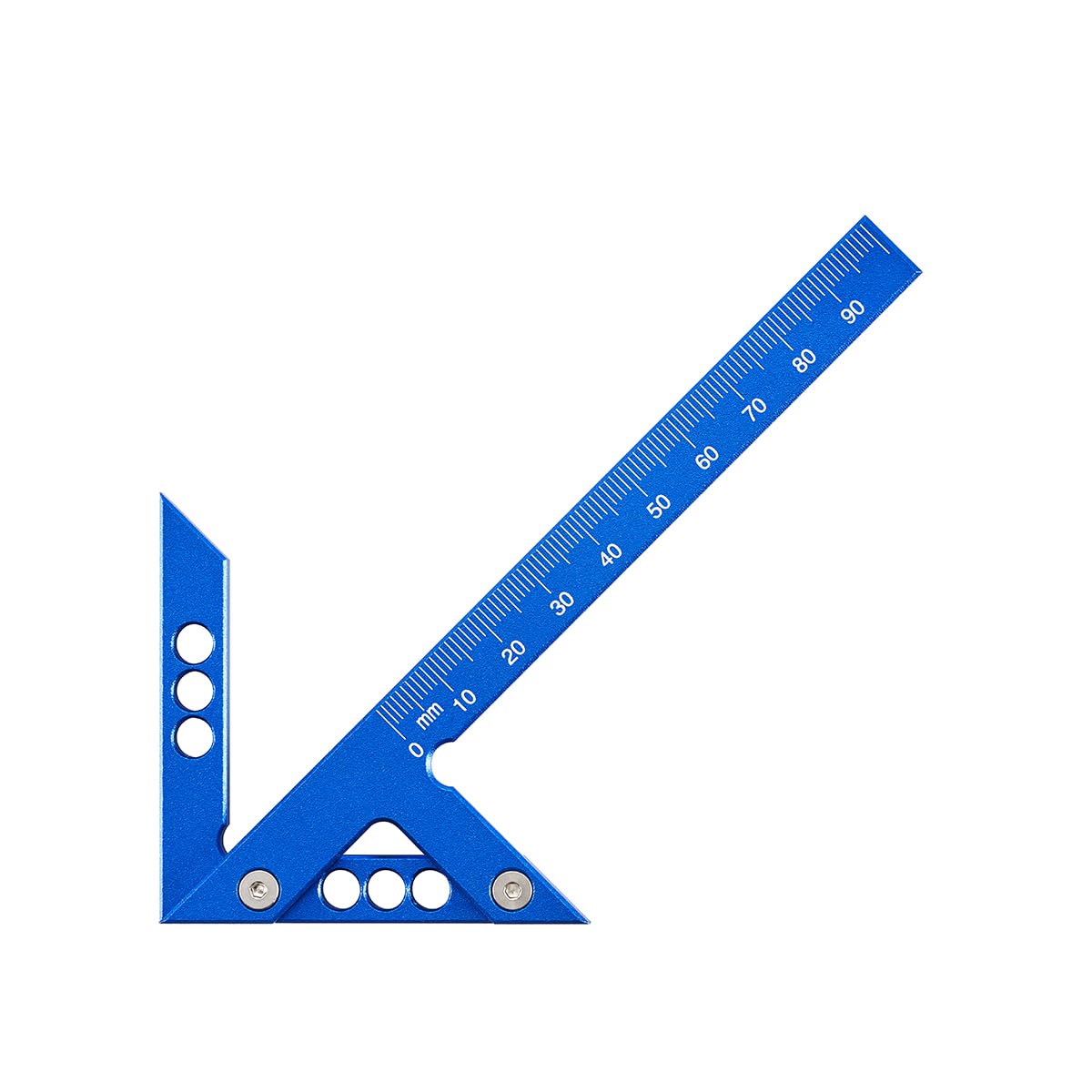 Aluminum Imperial Circle Center Positioning, 45/90 Degree Positioning Ruler, Right Angle Positioning, Centerline Positioning, Multi-Function Arrow Ruler, High-Precision Measuring Ruler (Blue, Metric)