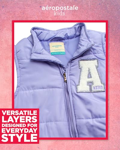 Image of AEROPOSTALE Girls Joggers Set - 3 Piece Puffer Vest, Pullover Hoodie and Cargo Jogger Sweatpants for Girls (Sizes: 4-16)