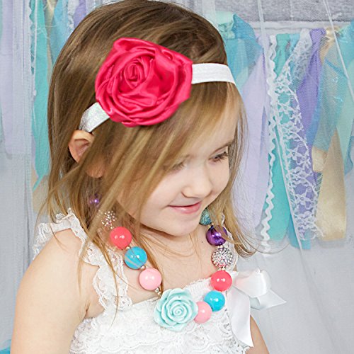 My Lello Toddler/Girl Flower Headband Satin Sparkle 2 Pack4