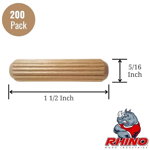 Vista 165 de 1/4" x 1" - Paquete de 500 pasadores de madera - Secados al horno, estriados y biselados (1/4" x 1", 500 unidades)