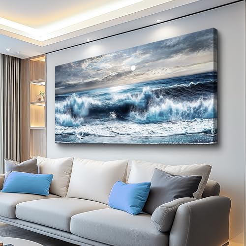 ERQINHUA Large Canvas Wall Art For Living Room Restaurant Wall Decor For Bedroom Marine Landscape Paintings Office Wall Prints Pictures Artwork Ready To Hang Hotel Room Home Decoration 24"x48"