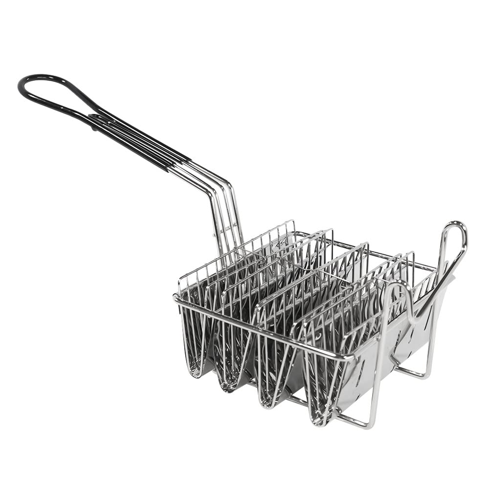 Cesta de cocina para taco frito, cesta para freír tortillas, cesta cuadrada de acero inoxidable
