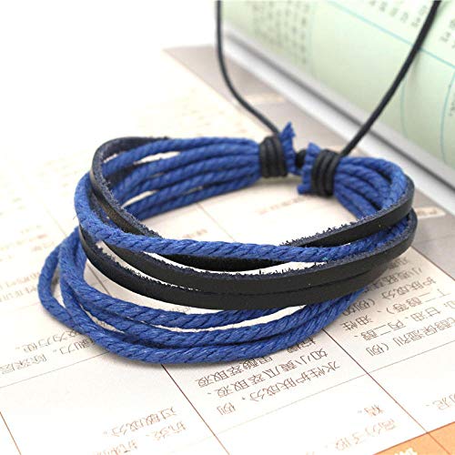 Bracelet en cuir pour femmes résistant et ajustable en coton bleu