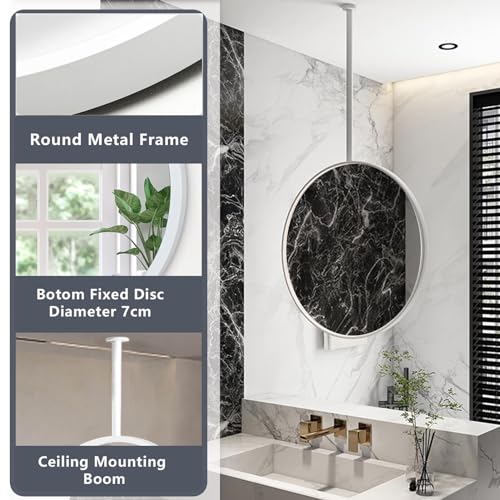 Miroir salle de bain rond blanc de 70cm pour coiffeuse - 3