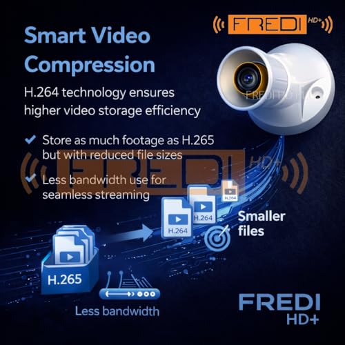 Image of FREDI HD PLUS Bulb Holder Camera WiFi 1080P Indoor Security Camera, Mobile & PC Live View via iWFCAM App, Plug-in AC 220V, Loop Recording, SD Card Support up to 32GB, Home Office Monitoring