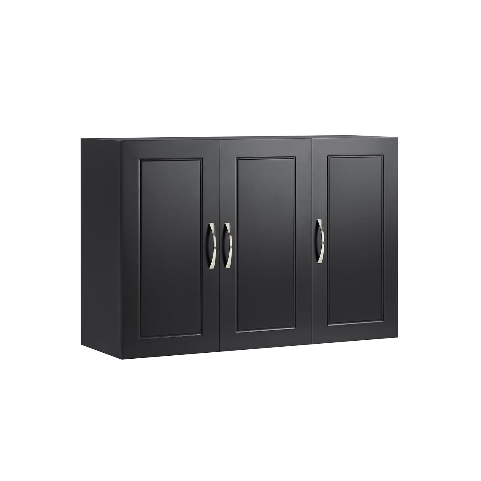 SoBuyBathroom Wall Cabinet Mounted Storage Unit with Adjustable Shelf and 3 Doors Small Slim Bathroom Cupboard for Towel & Toiletries Black W90 x D30 x H60cm FRG231-L-SCH